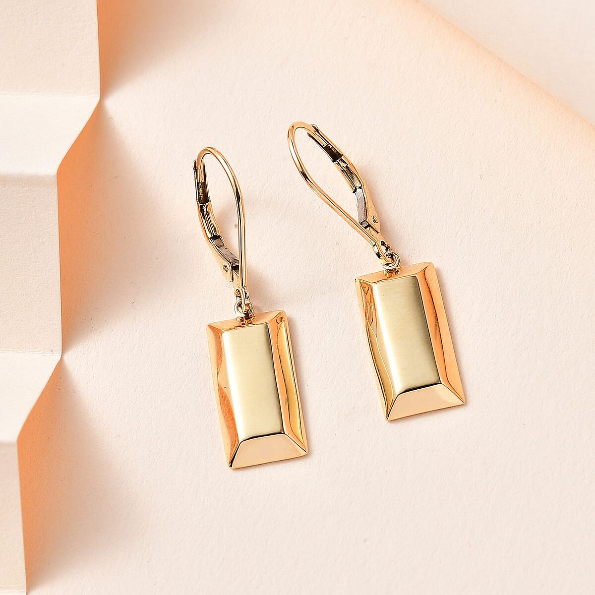 18K Yellow Gold Lever Back Bar Earrings 2.15 Grams image number 1