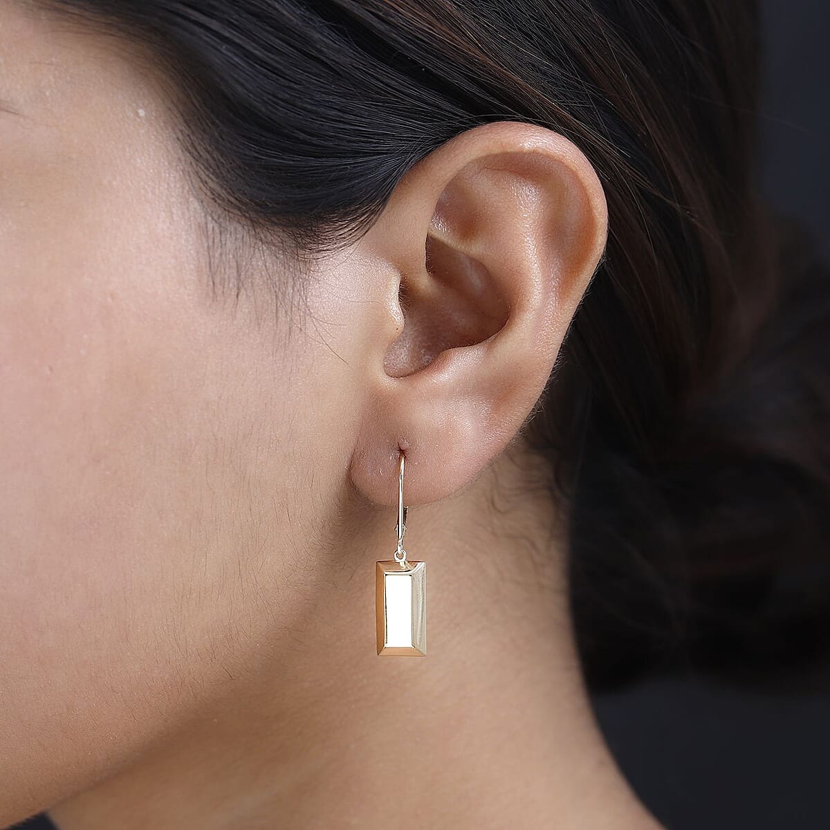 18K Yellow Gold Lever Back Bar Earrings 2.15 Grams image number 2