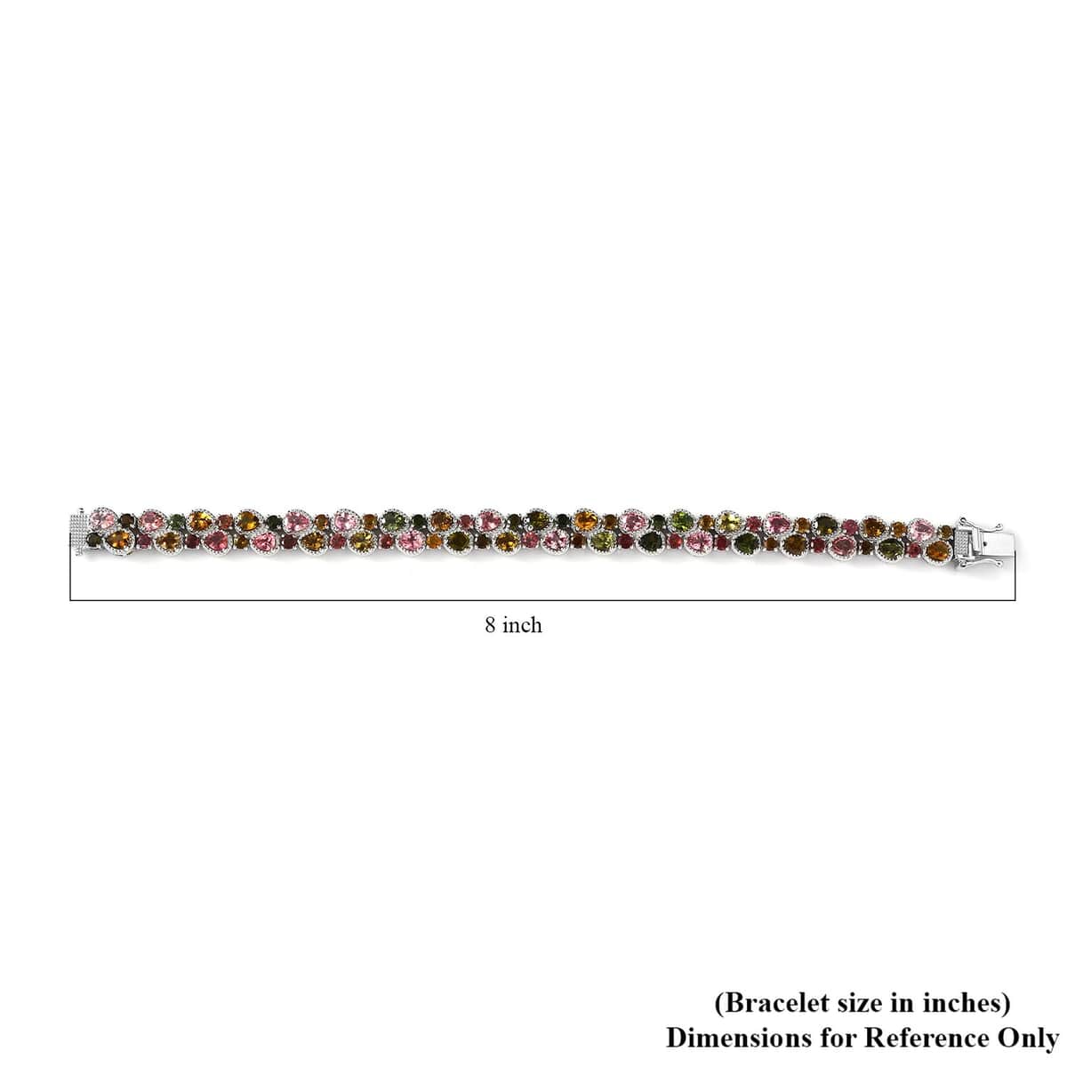 Multi-Tourmaline 2 Row Bracelet in Platinum Over Sterling Silver (7.25 In) 14.70 ctw image number 4