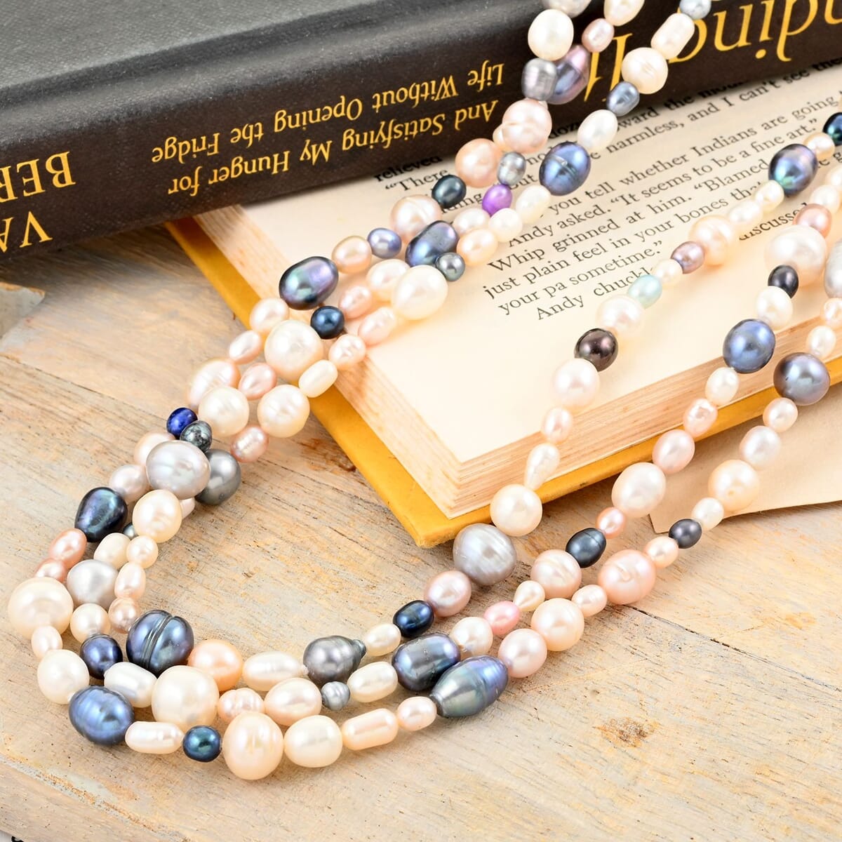 Buy Multi Color Freshwater Pearl Endless Necklace 80 Inches At Shoplc