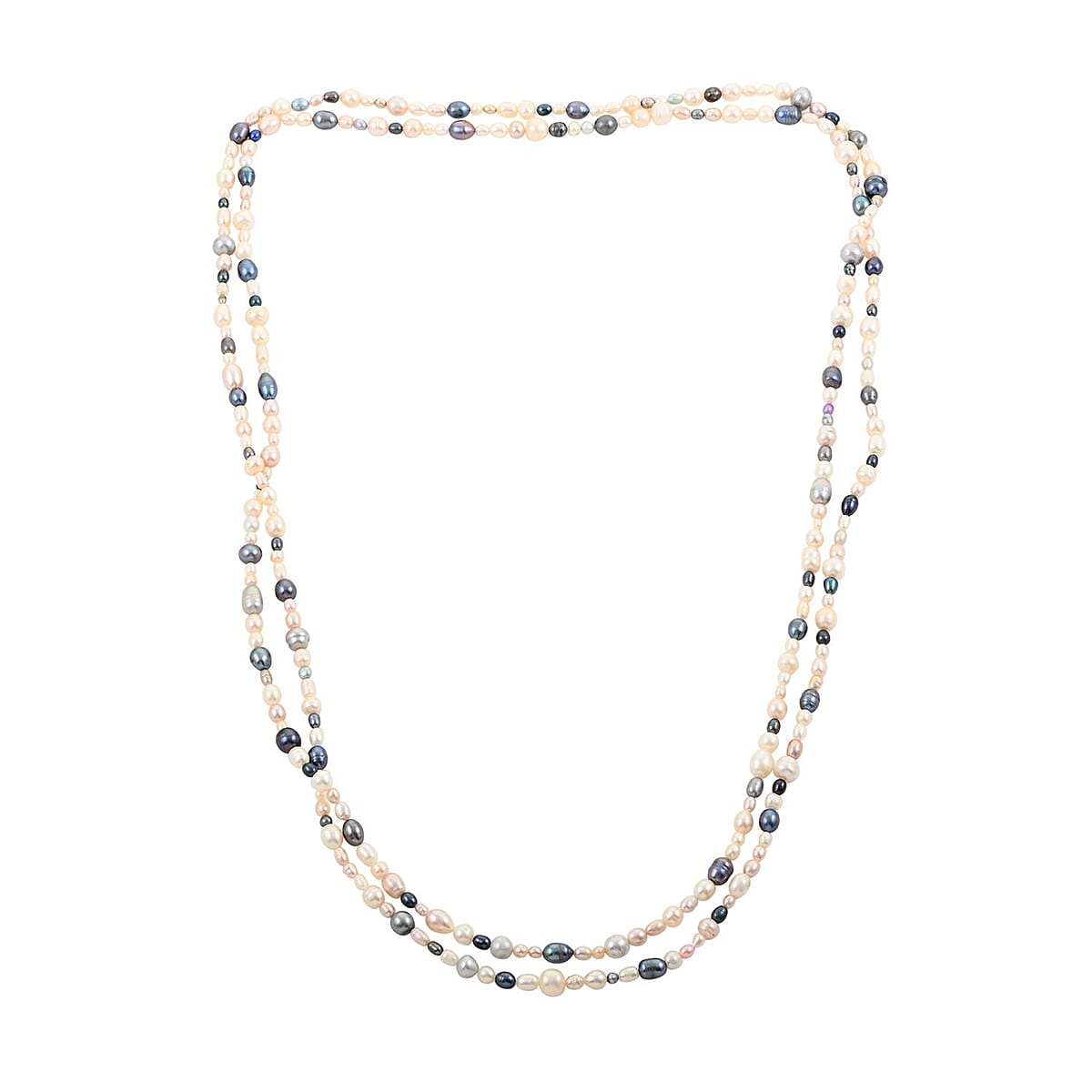 Multi Color Freshwater Pearl Endless Necklace 80 Inches image number 3