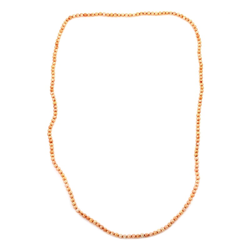 Dark Golden Color Freshwater Pearl 6mm Necklace 38 Inches