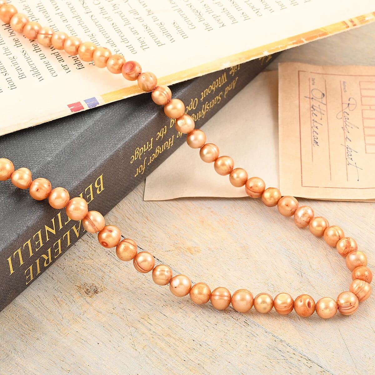 Dark Color Freshwater Pearl 6mm Beaded Necklace (38 Inches) image number 1