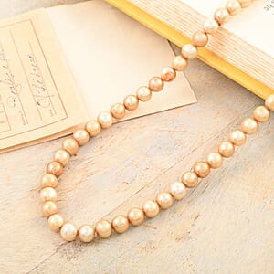 Light Golden Color Freshwater Pearl 6mm Necklace 38 Inches