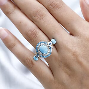 Sleeping Beauty Turquoise and Multi Gemstone Ring in Vermeil YG & Platinum Over Sterling Silver (Size 10.0) 3.40 ctw
