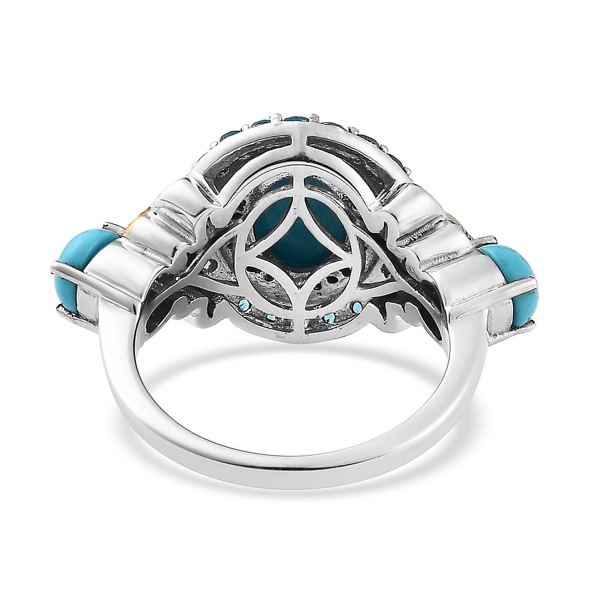 Sleeping Beauty Turquoise and Multi Gemstone Ring in Vermeil YG & Platinum Over Sterling Silver (Size 10.0) 3.40 ctw