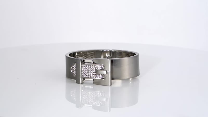Austrian Crystal Buckle Bracelet in Silvertone (6.75 in)