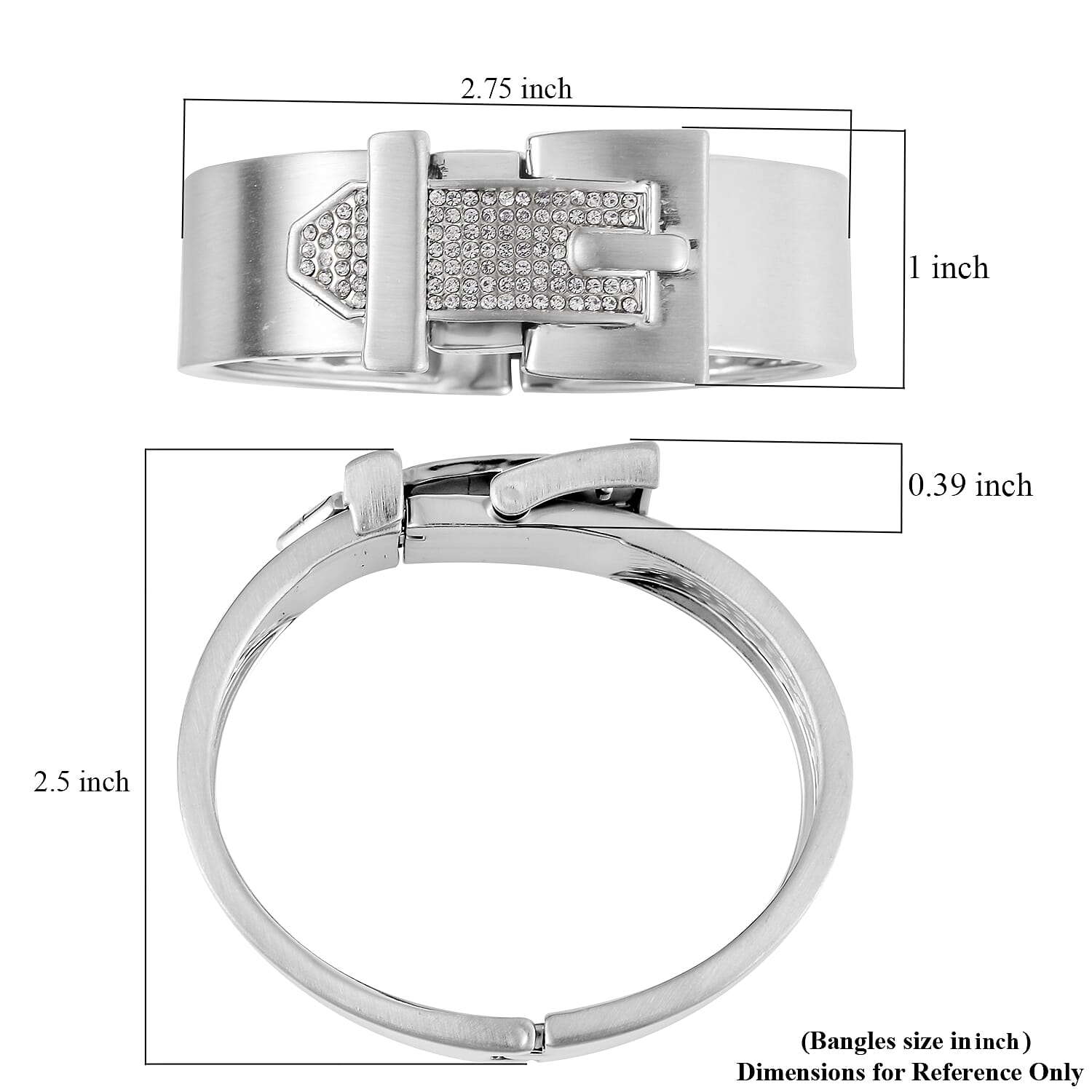 Austrian Crystal Buckle Bracelet in Silvertone (6.75 in)
