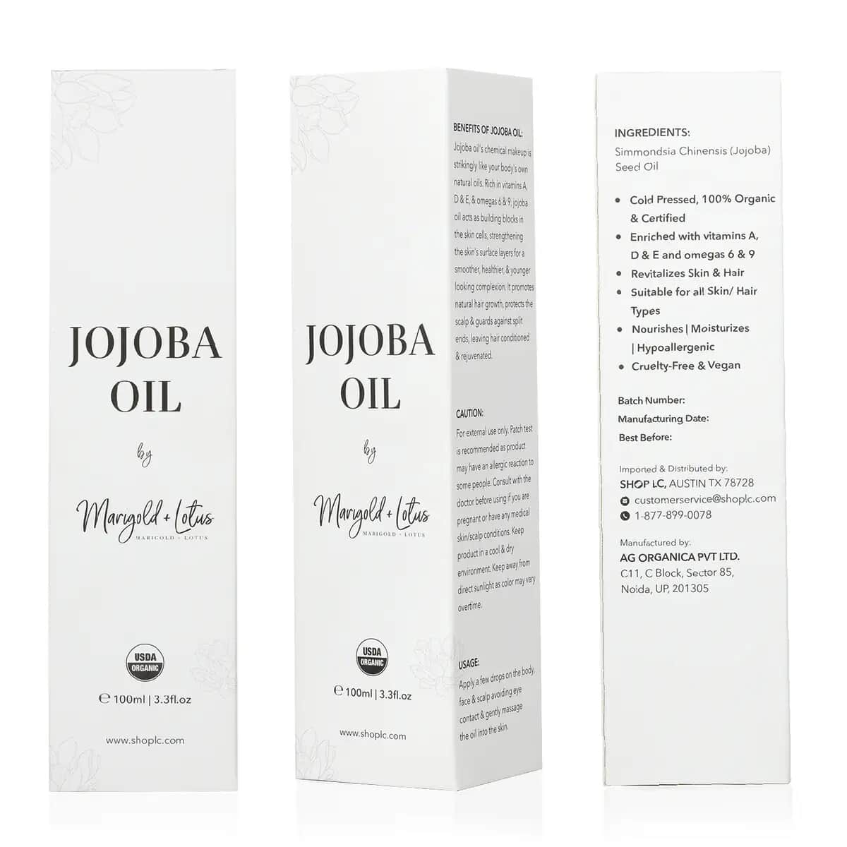 Marigold & Lotus Cold Pressed 100% Natural Jojoba Oil 3.3 oz, Unrefined Organic Jojoba Oil, Jojoba Oil for Hair and Skin image number 6