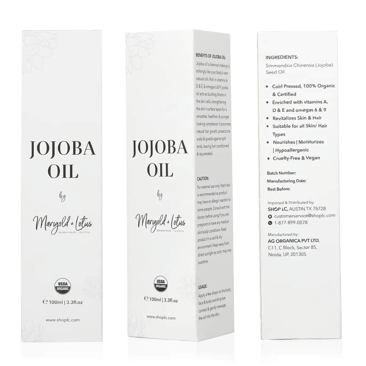 Marigold & Lotus Cold Pressed 100% Natural Jojoba Oil 3.3 oz, Unrefined Organic Jojoba Oil, Jojoba Oil for Hair and Skin image number 7