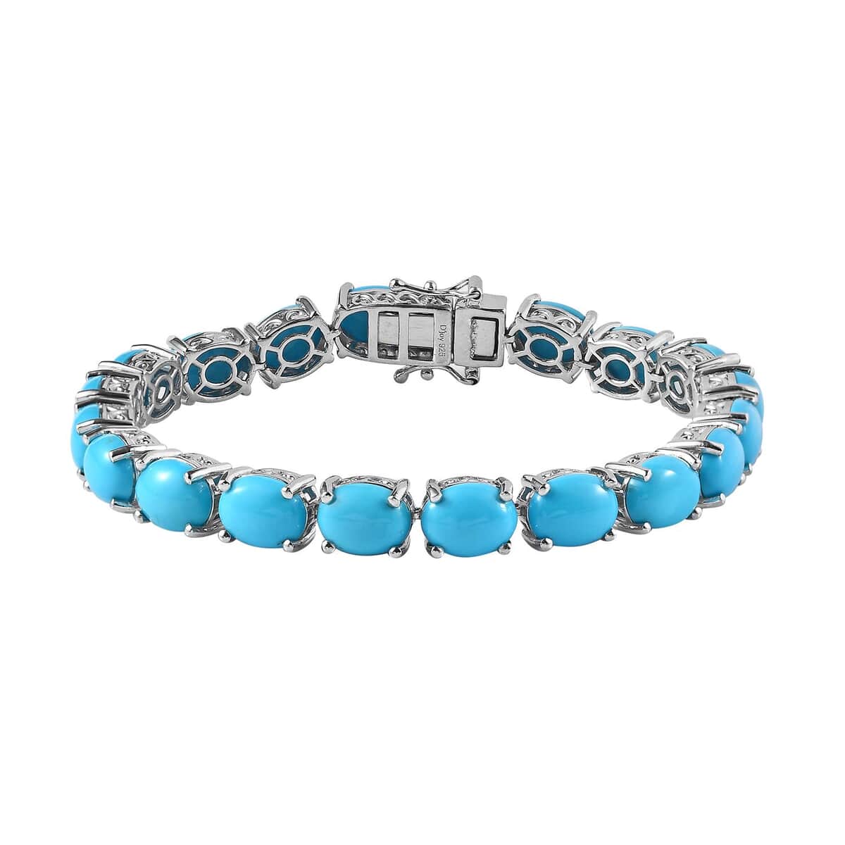 Sleeping Beauty Turquoise Tennis Bracelet in Platinum Over Sterling Silver (7.25 In) 25.35 ctw image number 0