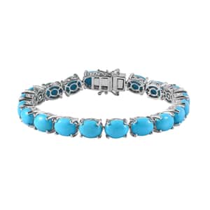 Sleeping Beauty Turquoise Tennis Bracelet in Platinum Over Sterling Silver (7.25 In) 25.35 ctw