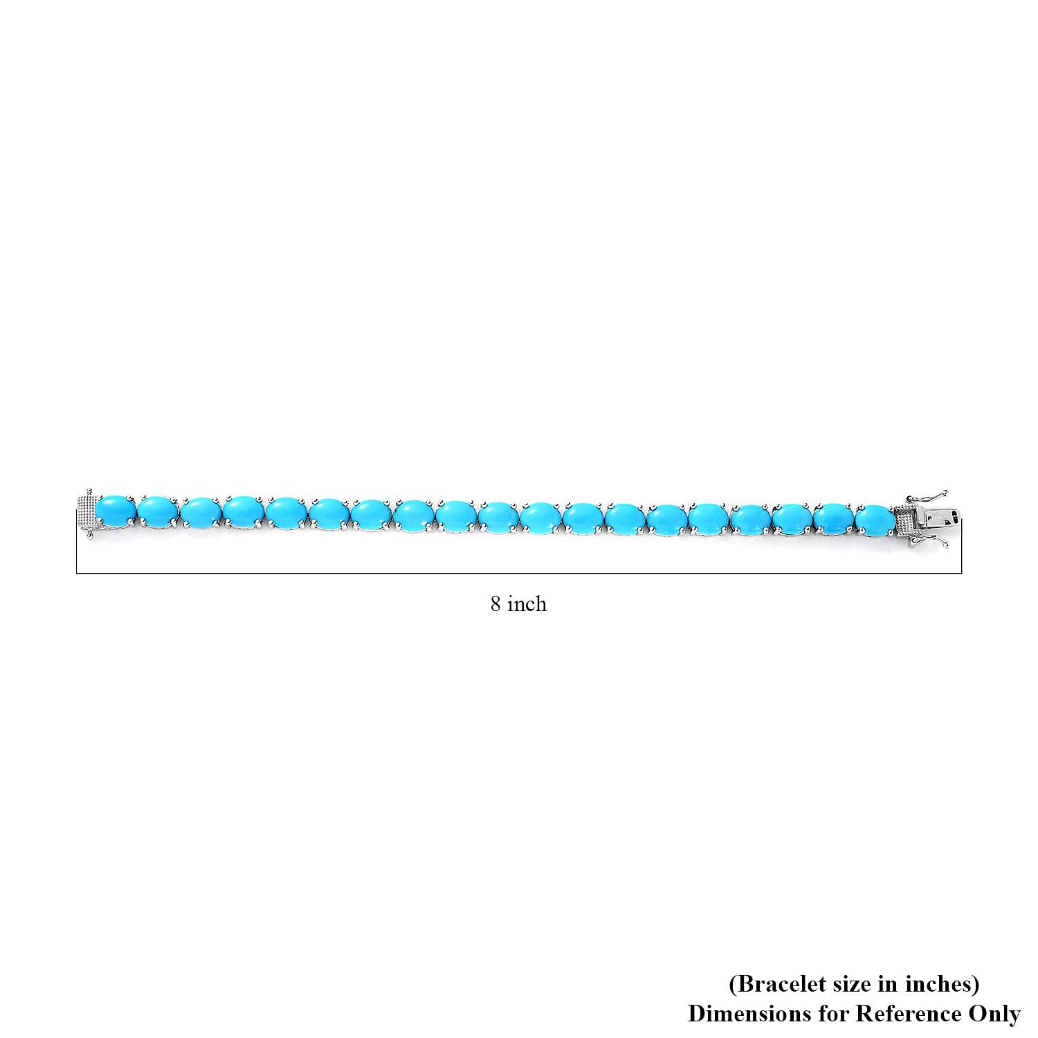 Sleeping Beauty Turquoise 25.35 ctw Tennis Bracelet in Platinum Over Sterling Silver (7.25 In)