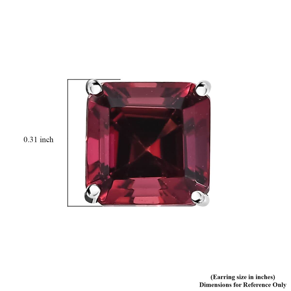 Rhapsody Asscher Cut AAAA Ouro Fino Rubellite 2.40 ctw Solitaire Stud Earrings in 950 Platinum image number 4