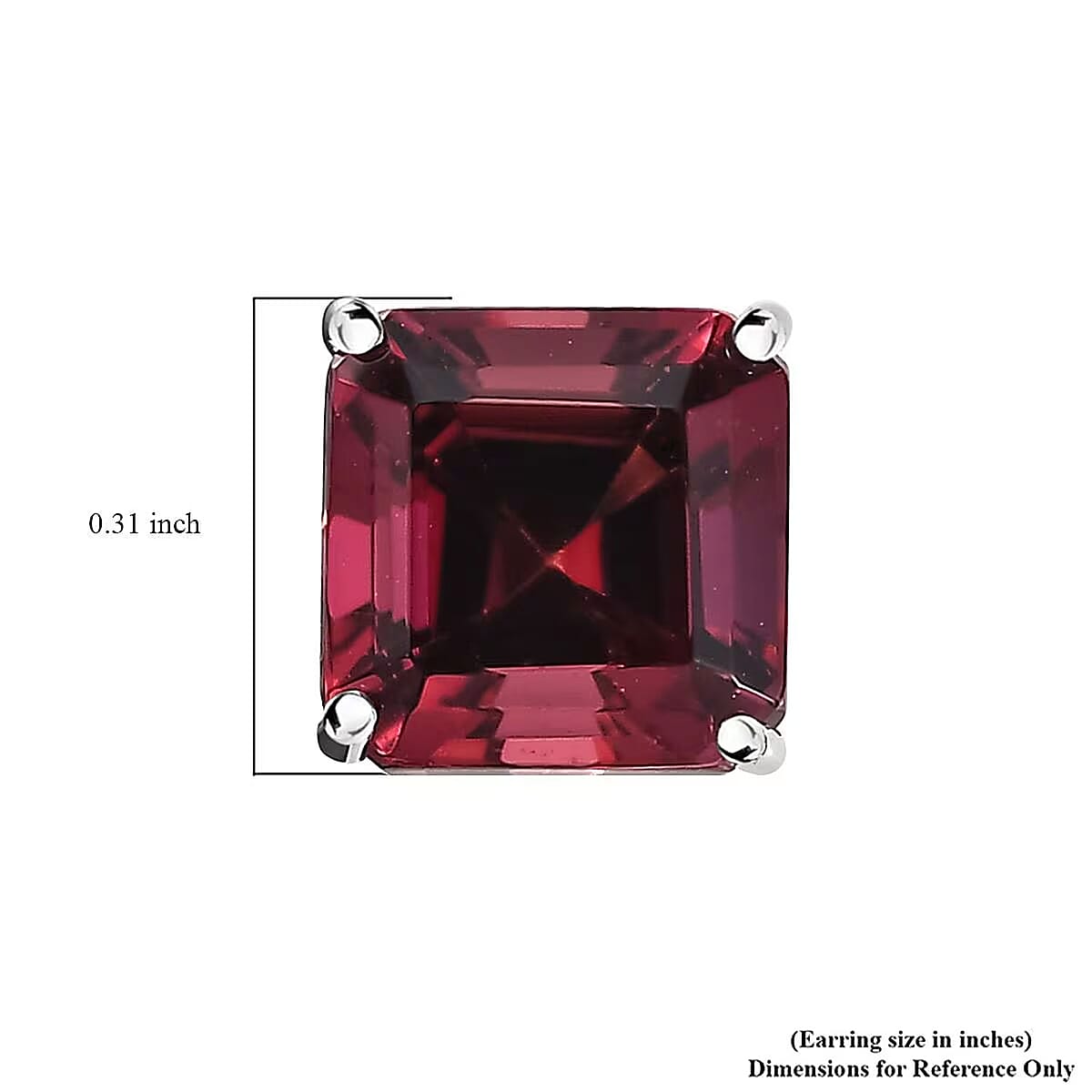 Rhapsody Asscher Cut AAAA Ouro Fino Rubellite 2.40 ctw Solitaire Stud Earrings in 950 Platinum image number 5