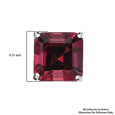 Rhapsody Asscher Cut AAAA Ouro Fino Rubellite 2.40 ctw Solitaire Stud Earrings in 950 Platinum