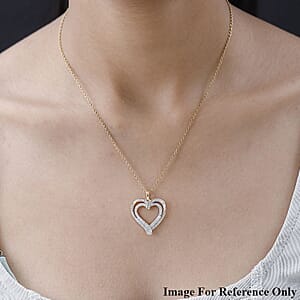 White Diamond Heart Pendant in 14K Yellow Gold Over Sterling Silver 0.75 ctw