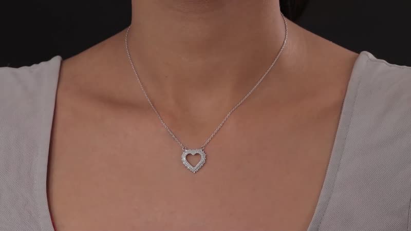 Diamond Heart Necklace (18 Inches) in Rhodium Over Sterling Silver 0.50 ctw