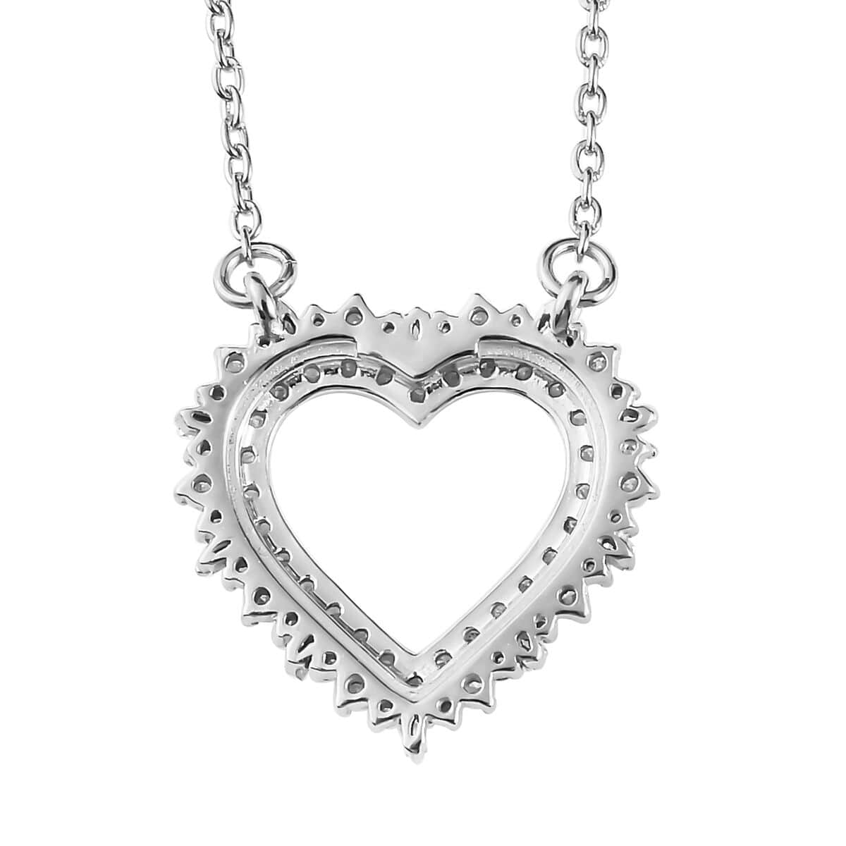 Diamond Heart Necklace 18 Inches in Rhodium Over Sterling Silver 0.50 ctw image number 4