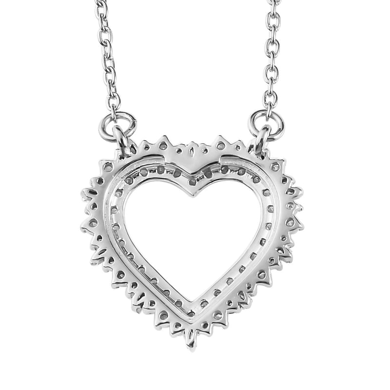 Diamond Heart Necklace 18 Inches in Rhodium Over Sterling Silver 0.50 ctw