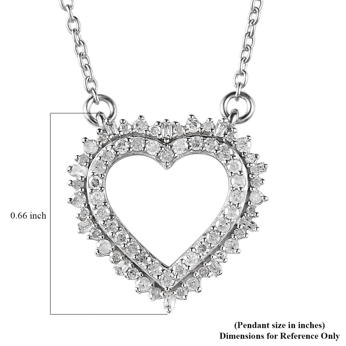 Diamond Heart Necklace 18 Inches in Rhodium Over Sterling Silver 0.50 ctw image number 6