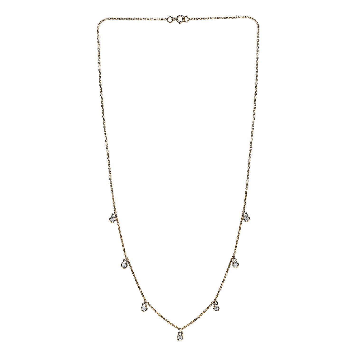 Luxoro 10K Yellow Gold G-H I2 Diamond Station Necklace 18 Inches 0.35 ctw