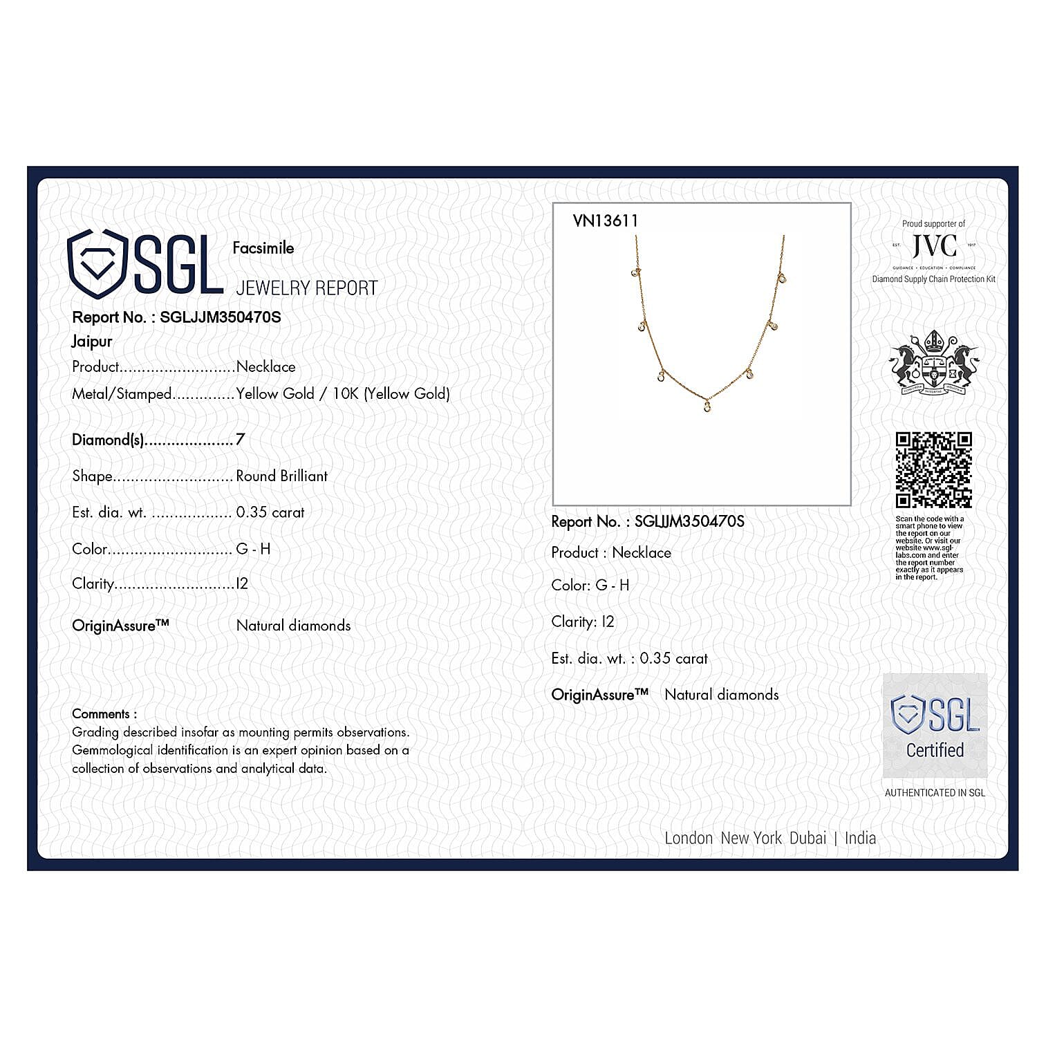 Luxoro 10K Yellow Gold G-H I2 Diamond Station Necklace 18 Inches 0.35 ctw