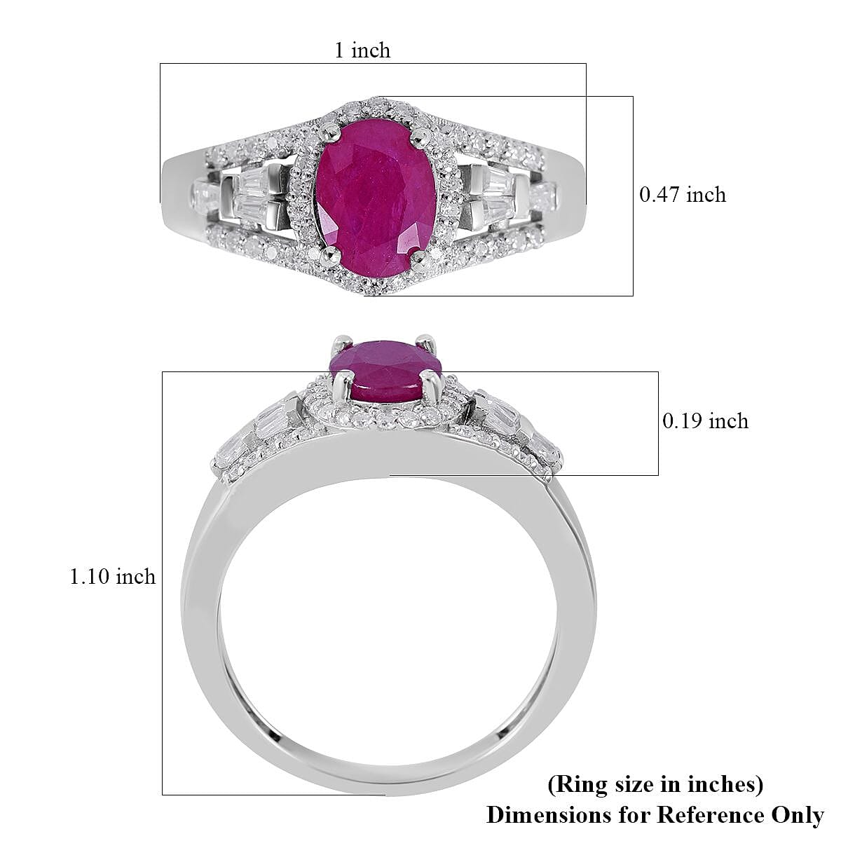 Premium Montepuez Ruby and Moissanite Halo Ring in Platinum Over Sterling Silver (Size 9.0) 1.85 ctw image number 4