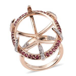 Luxoro 14K Rose Gold AAA Morro Redondo Pink Tourmaline and G-H I2 Diamond Mounting Ring (Size 7.0) 10.80 Grams 1.50 ctw (Ovl 29.4x20.4 mm) 