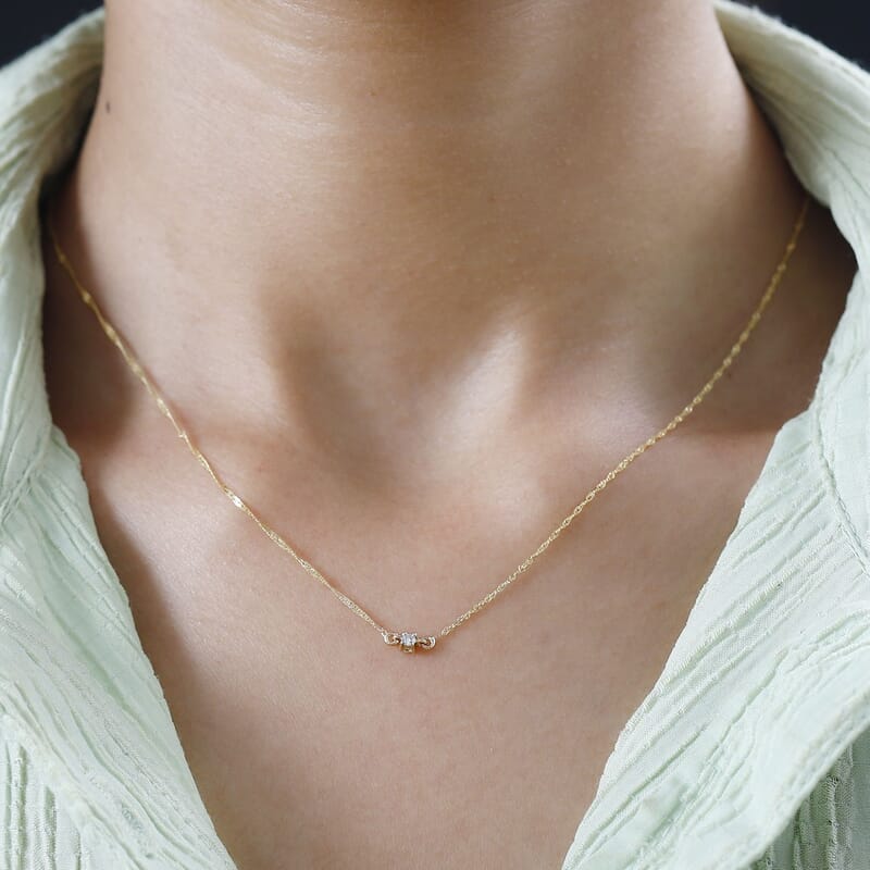 SGL Certified Luxoro 10K Yellow Gold Diamond G-H I2 Accent Necklace 18 Inches