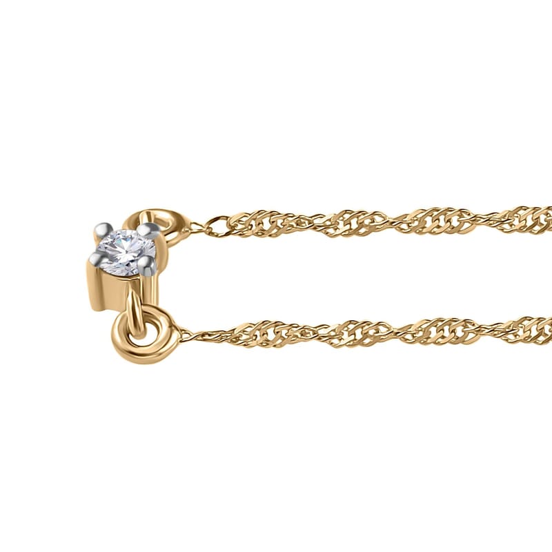 SGL Certified Luxoro 10K Yellow Gold Diamond G-H I2 Accent Necklace 18 Inches
