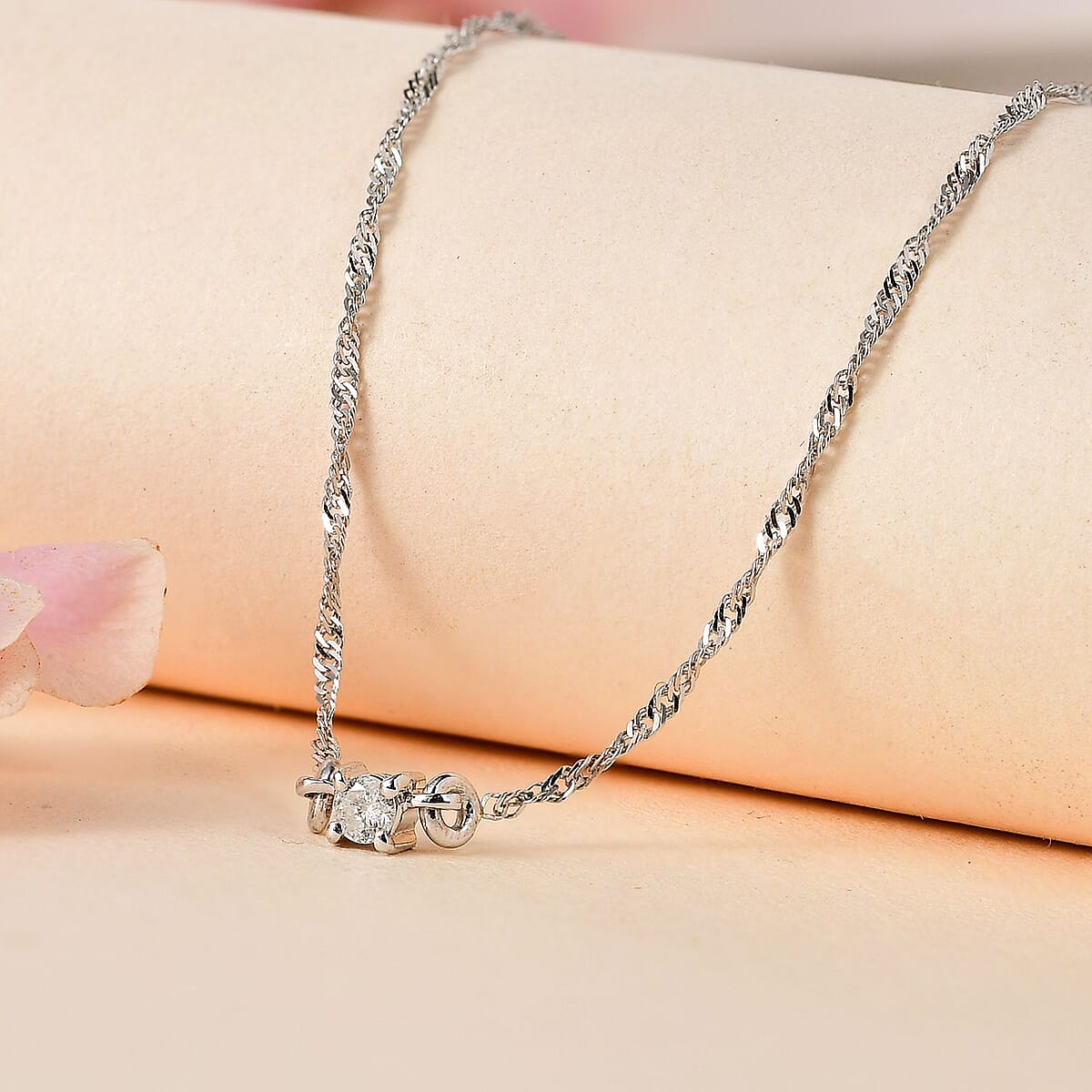 SGL Certified Luxoro 10K White Gold Diamond G-H I2 Accent Necklace 18 Inches 0.05 ctw image number 1