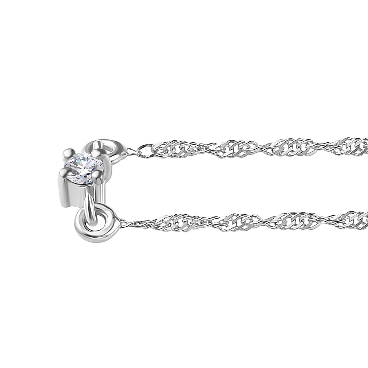 SGL Certified Luxoro 10K White Gold Diamond G-H I2 Accent Necklace 18 Inches 0.05 ctw image number 3
