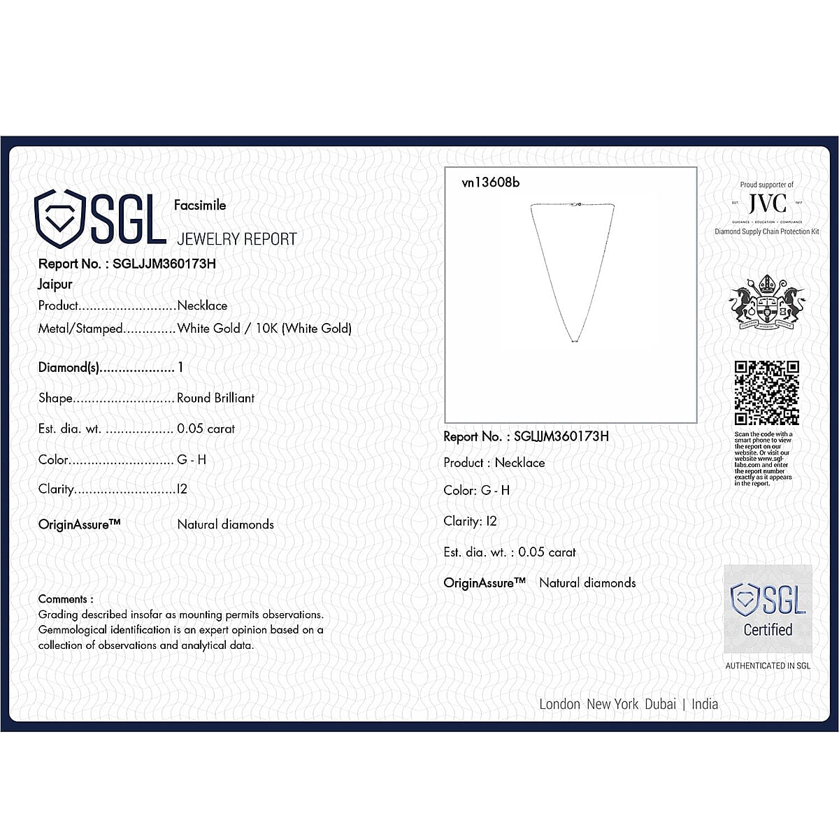 SGL Certified Luxoro 10K White Gold Diamond G-H I2 Accent Necklace 18 Inches 0.05 ctw image number 7