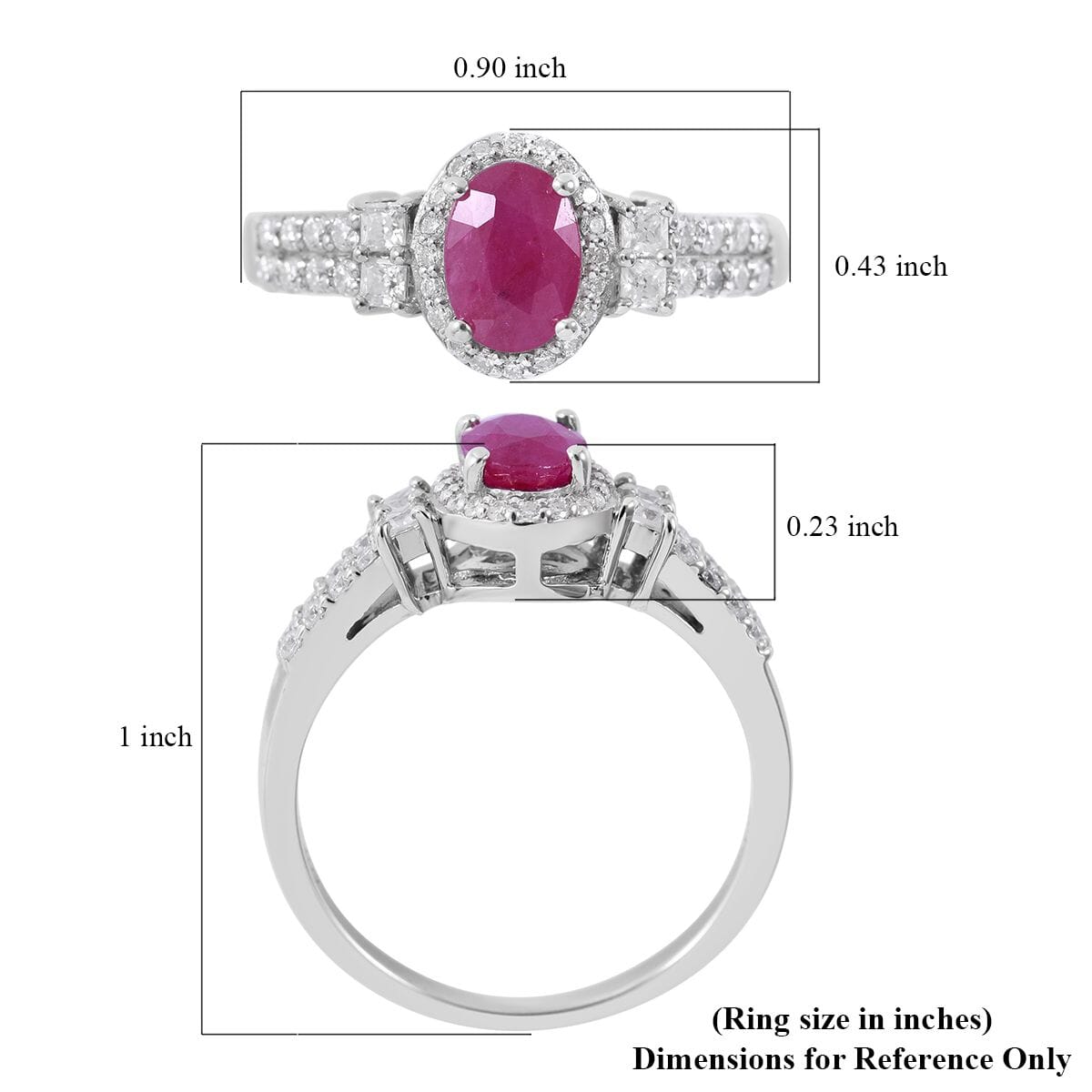 Premium Montepuez Ruby and Moissanite Halo Ring in Platinum Over Sterling Silver 1.50 ctw image number 4