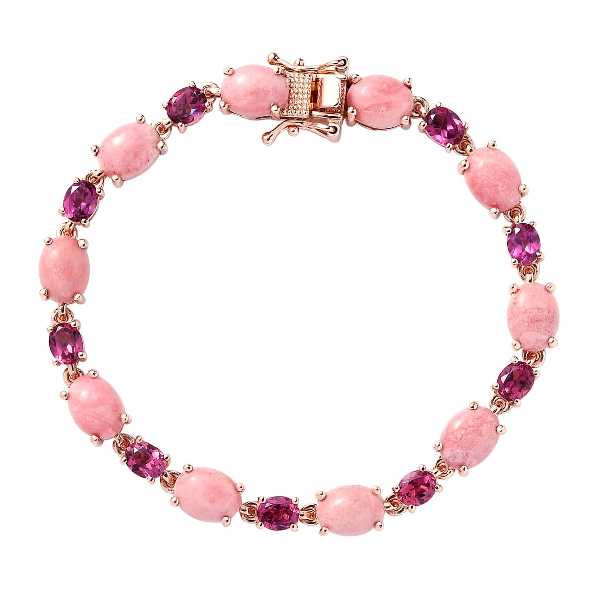 Premium Oregon Sunrise Peach Opal and Lotus Garnet Bracelet in Vermeil Rose Gold Over Sterling Silver (6.50 In) 15.70 ctw image number 0