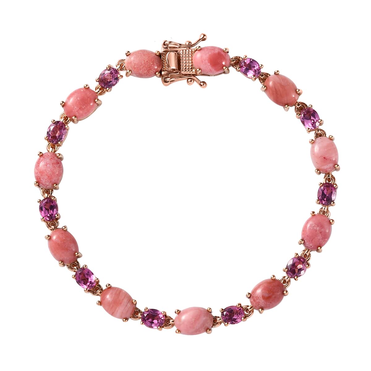 Premium Oregon Sunrise Peach Opal and Lotus Garnet Bracelet in Vermeil Rose Gold Over Sterling Silver (7.25 In) 17.30 ctw image number 0