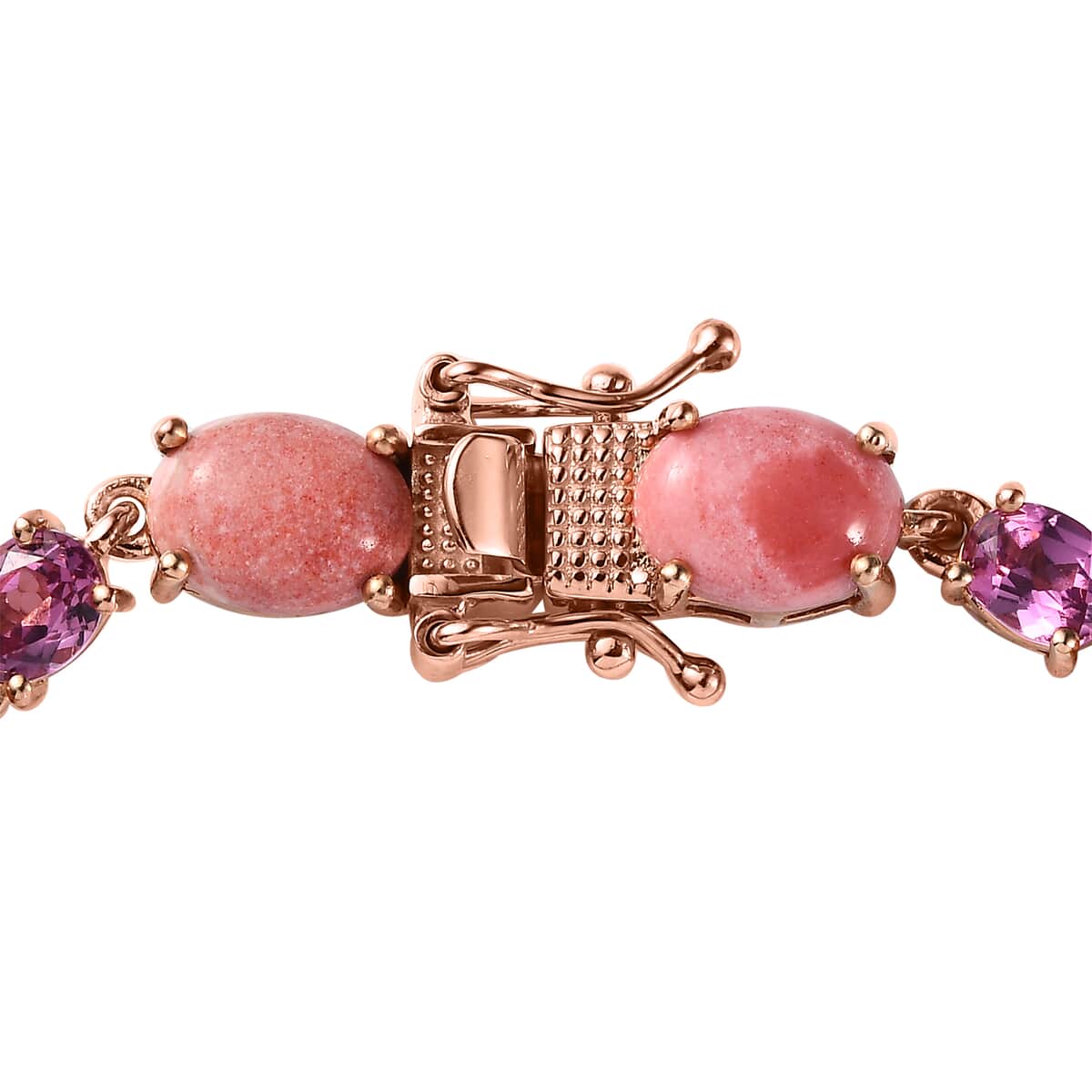 Premium Oregon Sunrise Peach Opal and Lotus Garnet Bracelet in Vermeil Rose Gold Over Sterling Silver (7.25 In) 17.30 ctw image number 3