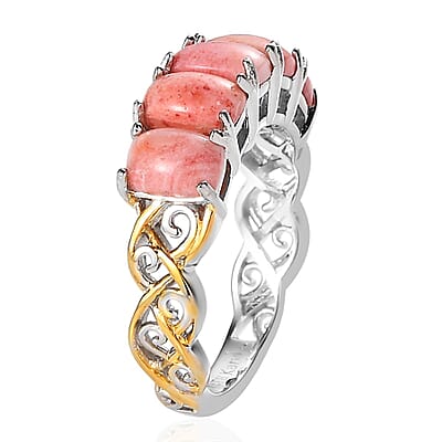 Karis Oregon Sunrise Peach Opal 5 Stone Ring in 18K YG Plated and Platinum Bond (Size 10.0) 2.00 ctw