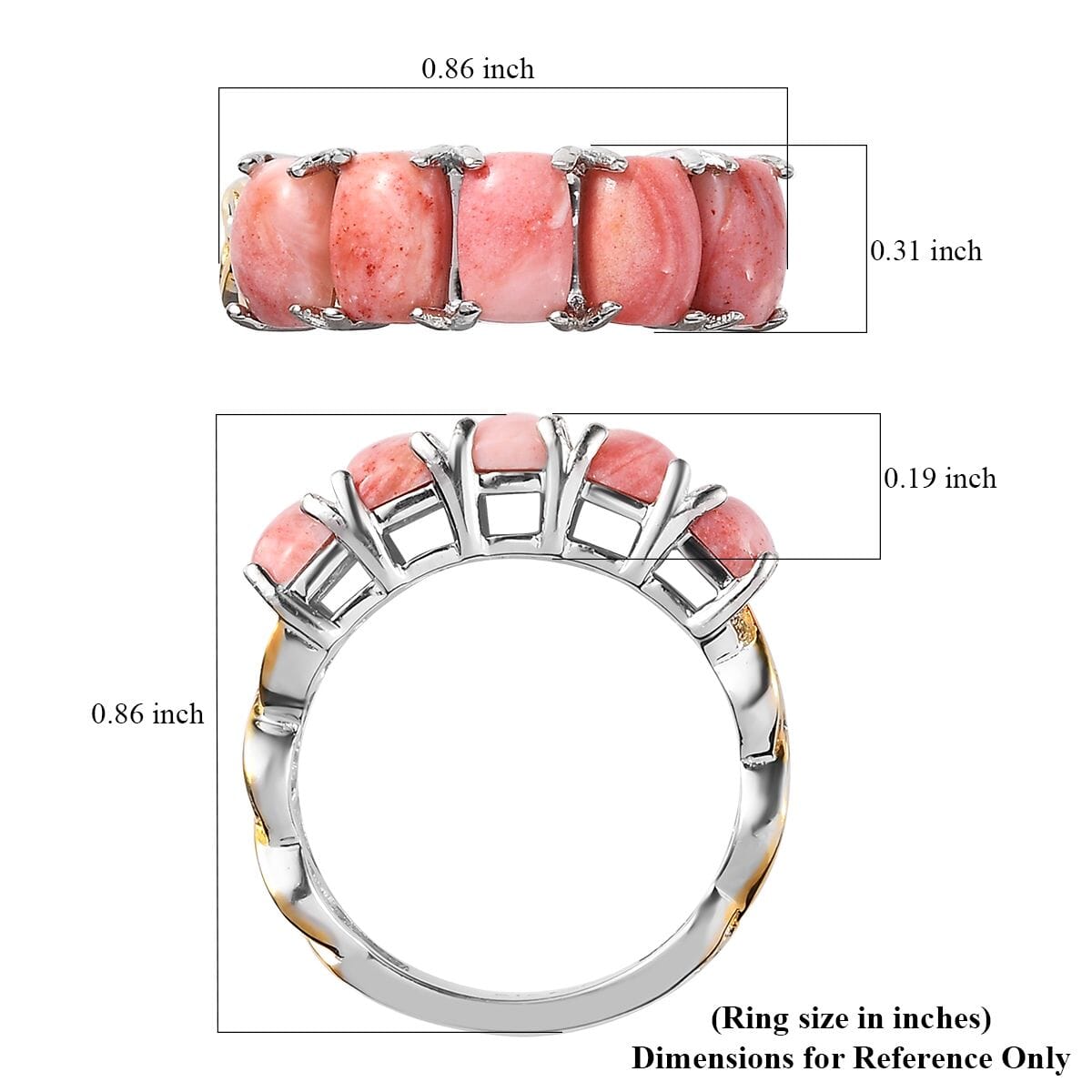 Karis Oregon Sunrise Peach Opal 5 Stone Ring in 18K YG Plated and Platinum Bond (Size 7.0) 2.00 ctw image number 5