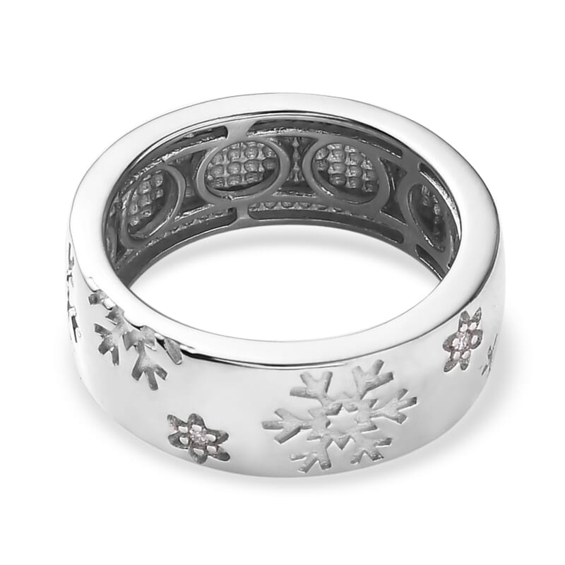 Moissanite Snowflake Band Ring in Platinum Over Sterling Silver (Size 5.0)