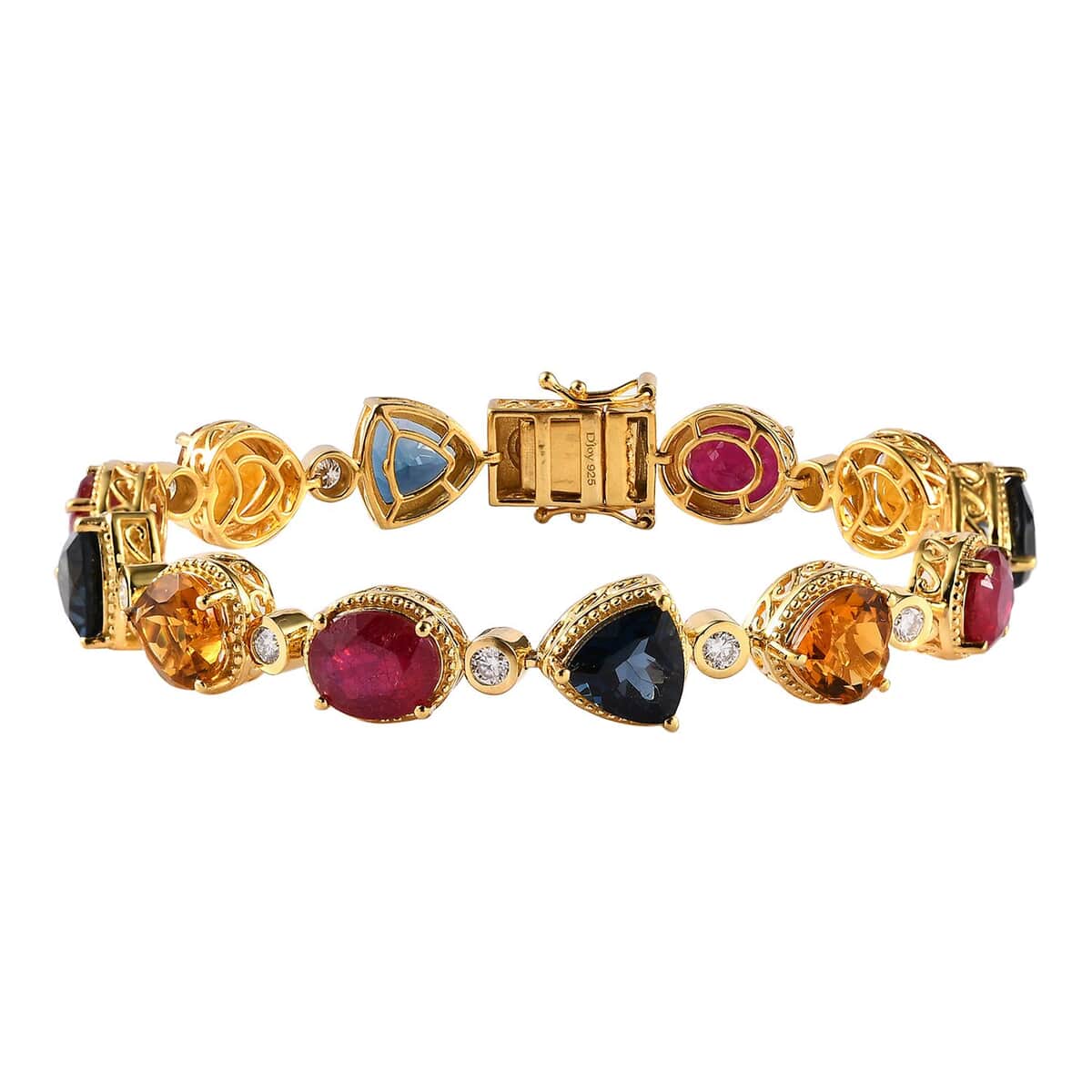 Multi Gemstone Bracelet in Vermeil Yellow Gold Over Sterling Silver (8.00 In) 38.00 ctw image number 0