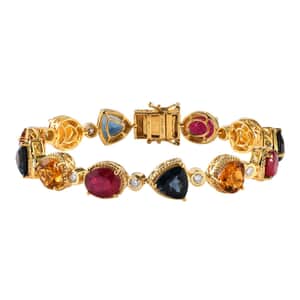 Multi Gemstone Bracelet in Vermeil Yellow Gold Over Sterling Silver (8.00 In) 38.00 ctw