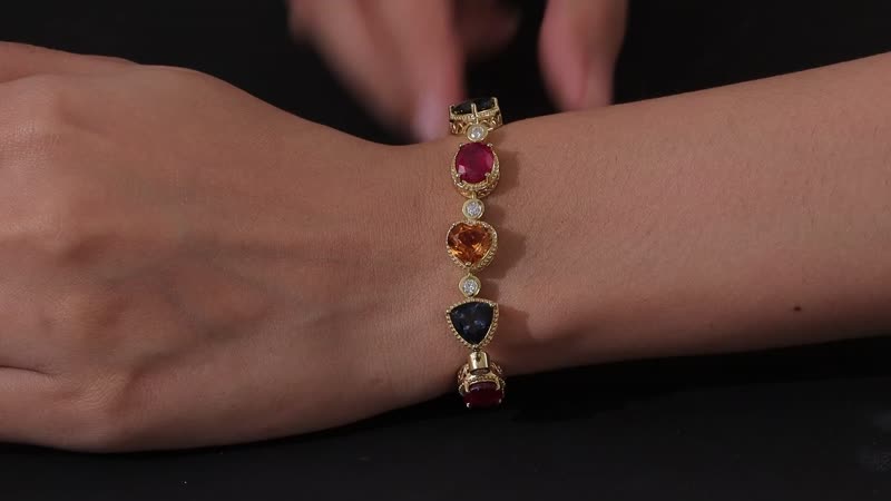 Multi Gemstone Bracelet in Vermeil Yellow Gold Over Sterling Silver (8.00 In) 38.00 ctw