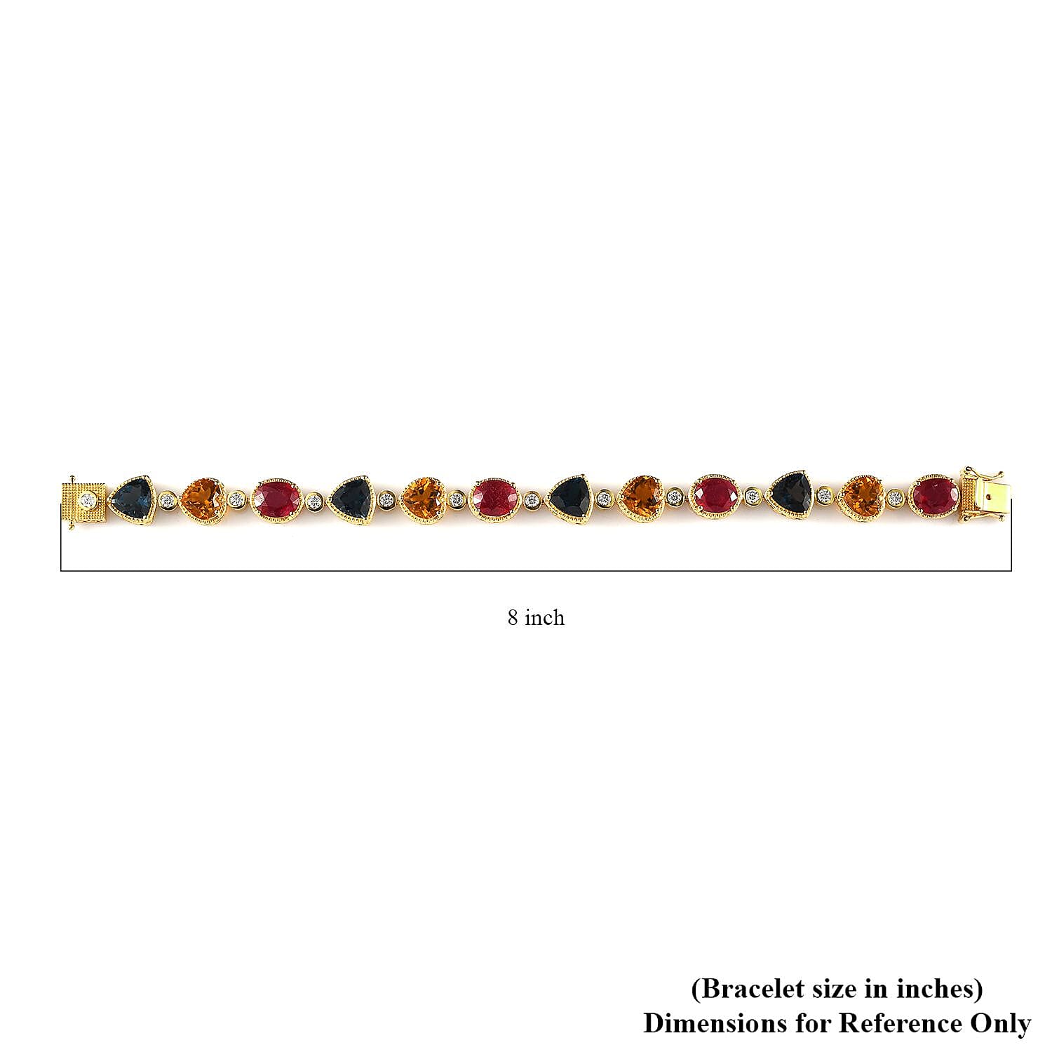 Multi Gemstone Bracelet in Vermeil Yellow Gold Over Sterling Silver (8.00 In) 38.00 ctw