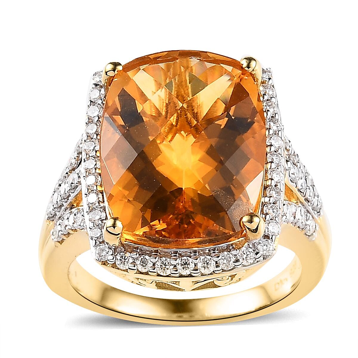 Serra Gaucha Citrine and Moissanite Ring in Vermeil Yellow Gold Over Sterling Silver (Size 7.0) 10.25 ctw