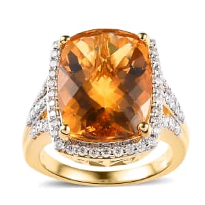 Serra Gaucha Citrine and Moissanite Ring in Vermeil Yellow Gold Over Sterling Silver (Size 7.0) 10.25 ctw