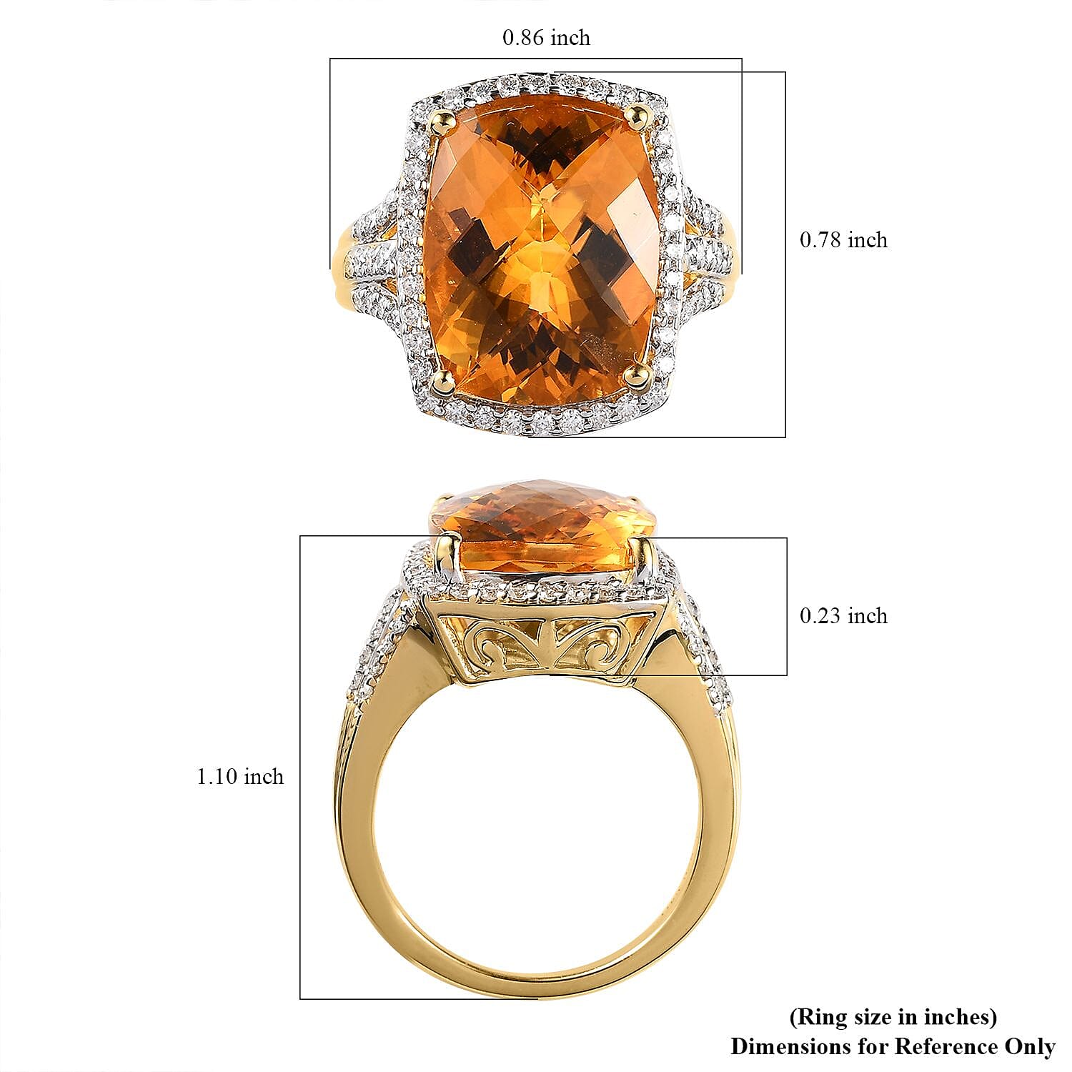 Serra Gaucha Citrine and Moissanite Ring in Vermeil Yellow Gold Over Sterling Silver (Size 7.0) 10.25 ctw