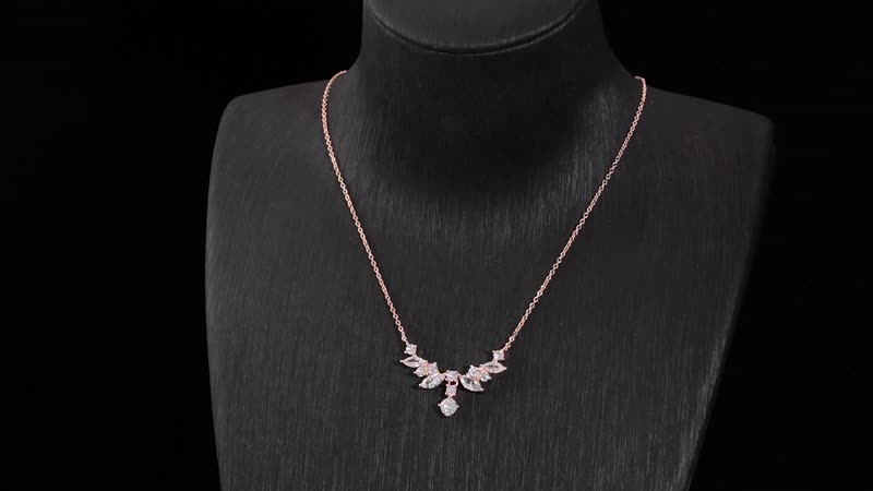 Lustro Stella Finest CZ Necklace 16-18 Inches in Rhodium Over Sterling Silver 0.90 ctw
