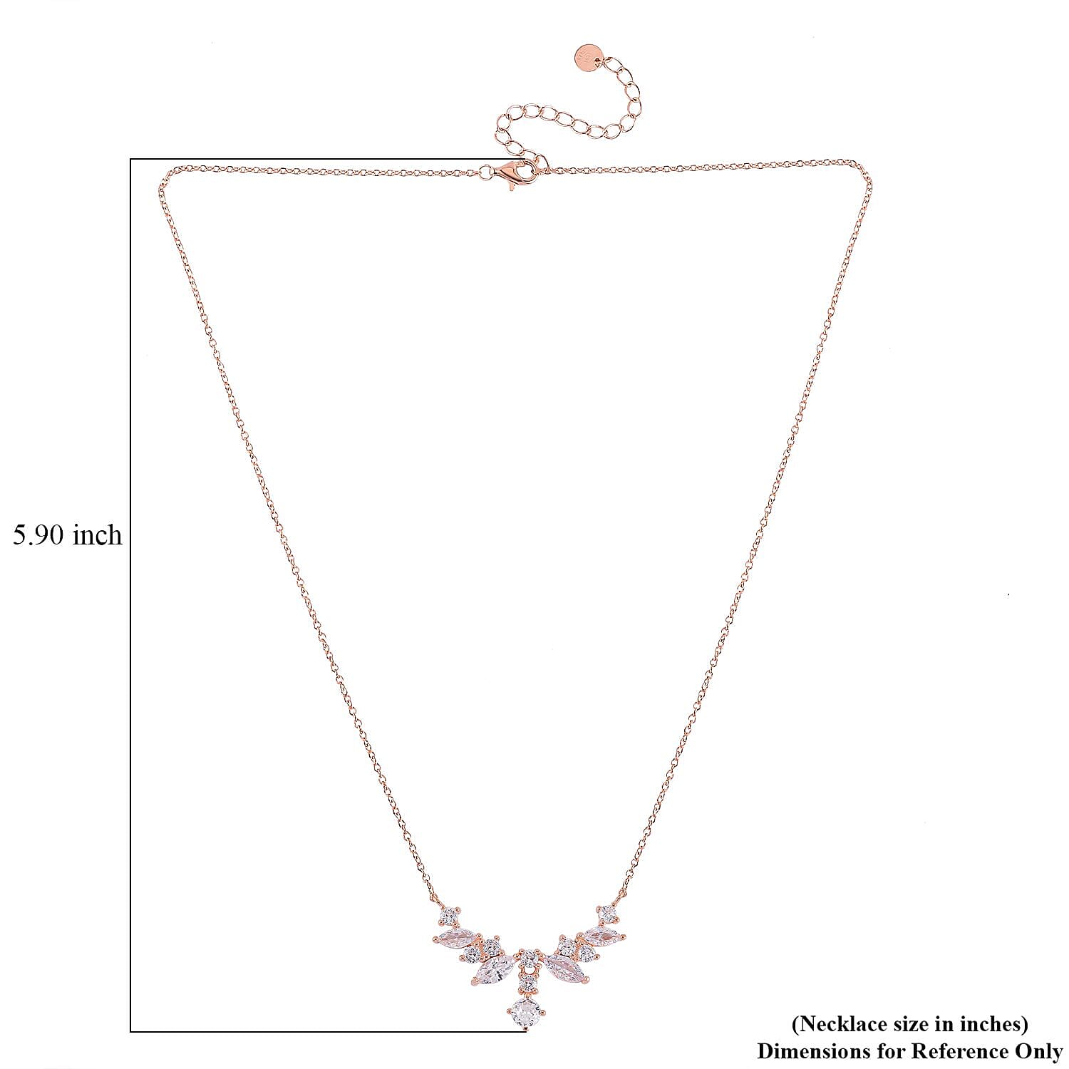 Lustro Stella Finest CZ Necklace 16-18 Inches in 14K Rose Gold Over Sterling Silver 0.90 ctw